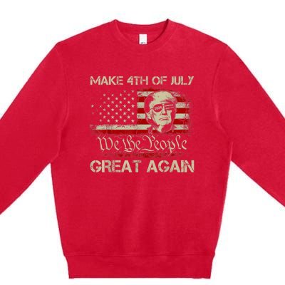 Donald Trump 2024 Make 4th Of July Great Again American Flag Premium Crewneck Sweatshirt