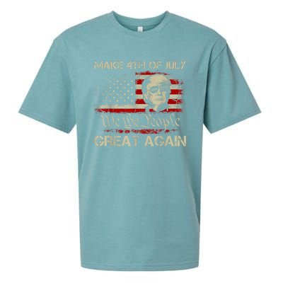 Donald Trump 2024 Make 4th Of July Great Again American Flag Sueded Cloud Jersey T-Shirt