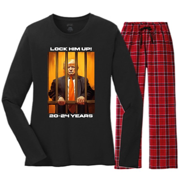 Donald Trump 20 24 Years In Jail Women's Long Sleeve Flannel Pajama Set 