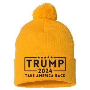 Donald Trump 2024 Take America Back USA United States Pom Pom 12in Knit Beanie