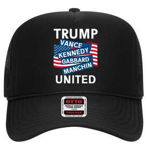 Donald Trump 2024 Joe Manchin Kennedy Gabbard Checkmate High Crown Mesh Back Trucker Hat