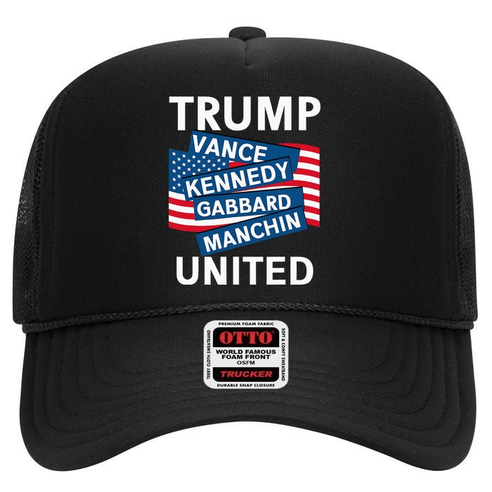 Donald Trump 2024 Joe Manchin Kennedy Gabbard Checkmate High Crown Mesh Back Trucker Hat