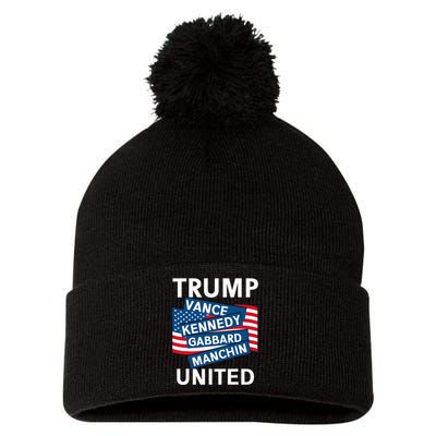 Donald Trump 2024 Joe Manchin Kennedy Gabbard Checkmate Pom Pom 12in Knit Beanie