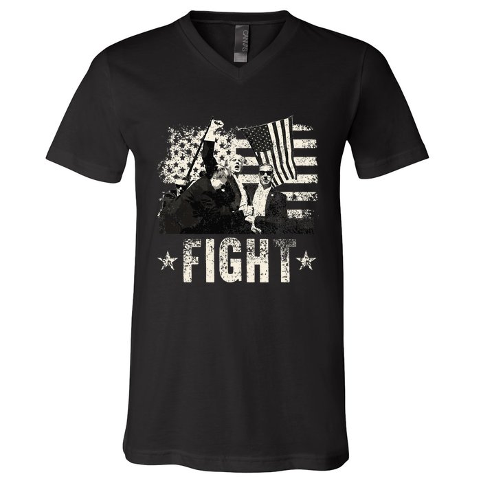 Donald Trump 2024 Fight Fight Fight Donald Trump Fist Pump V-Neck T-Shirt