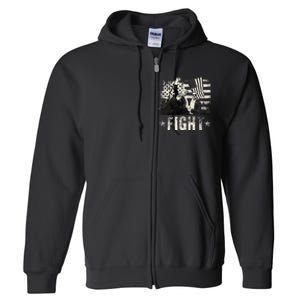 Donald Trump 2024 Fight Fight Fight Donald Trump Fist Pump Full Zip Hoodie