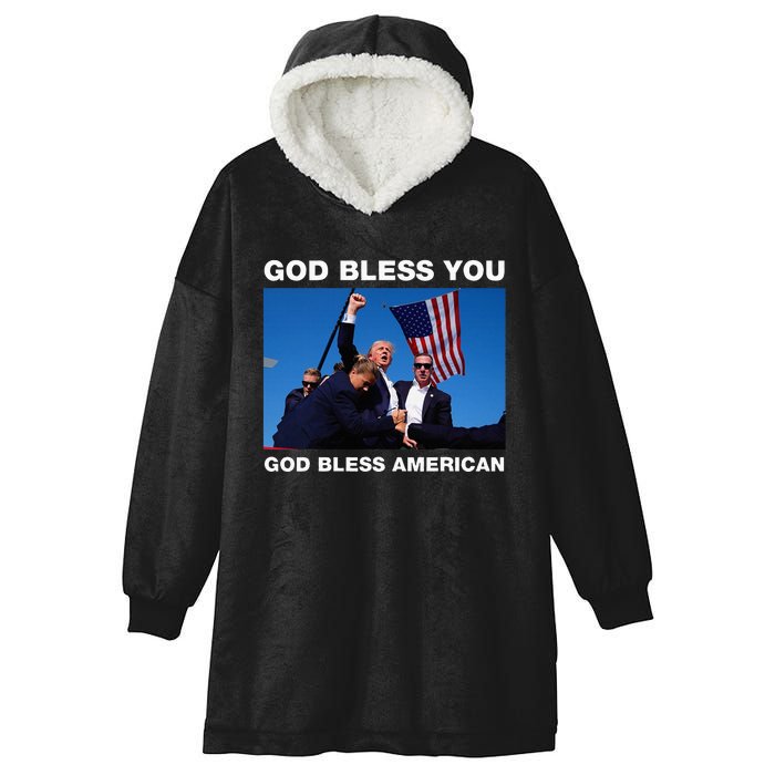 Donald Trump 2024 God Bless You God Bless America Hooded Wearable Blanket