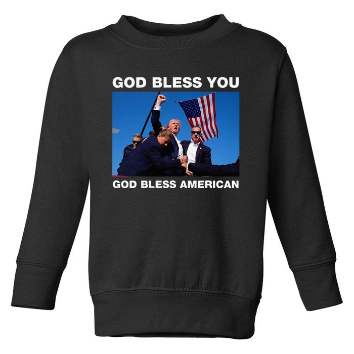 Donald Trump 2024 God Bless You God Bless America Toddler Sweatshirt