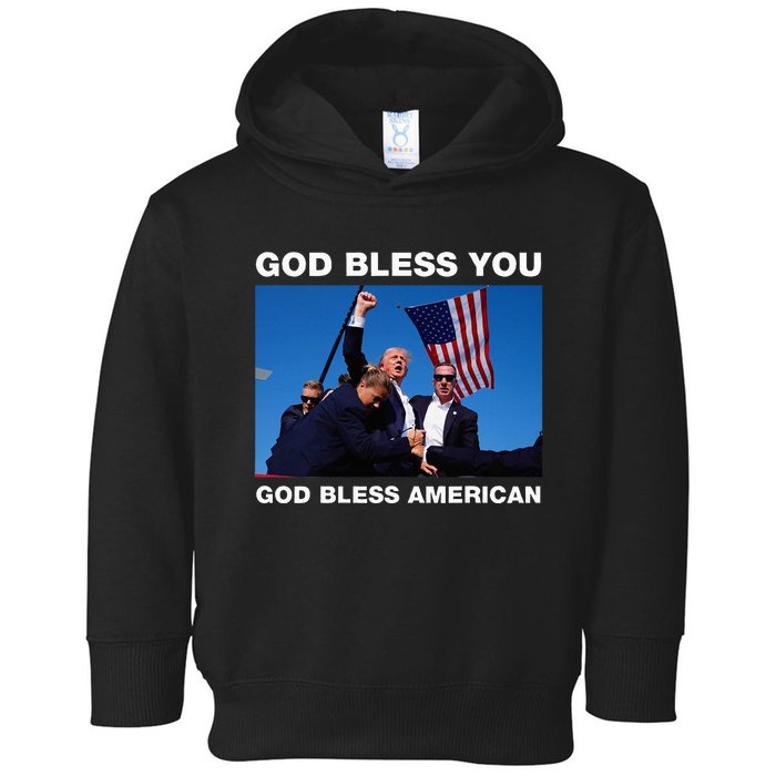 Donald Trump 2024 God Bless You God Bless America Toddler Hoodie