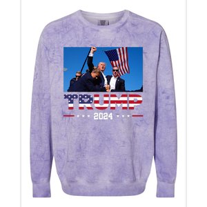 Donald Trump 2024 God Bless You God Bless America Colorblast Crewneck Sweatshirt