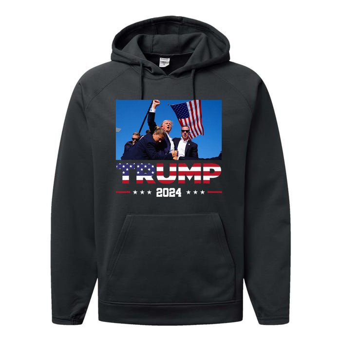 Donald Trump 2024 God Bless You God Bless America Performance Fleece Hoodie