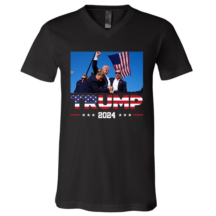 Donald Trump 2024 God Bless You God Bless America V-Neck T-Shirt