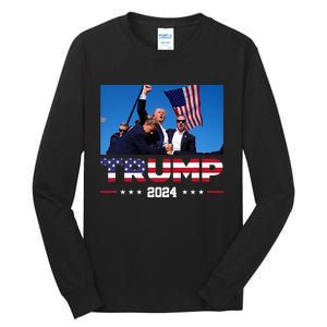 Donald Trump 2024 God Bless You God Bless America Tall Long Sleeve T-Shirt