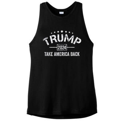 Donald Trump 2024 Take America Back 4th Of July Election Ladies PosiCharge Tri-Blend Wicking Tank