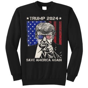 Donald Trump 2024 Save America Again American Flag Sweatshirt