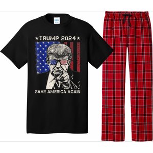 Donald Trump 2024 Save America Again American Flag Pajama Set