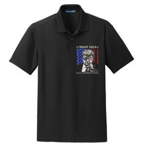 Donald Trump 2024 Save America Again American Flag Dry Zone Grid Polo