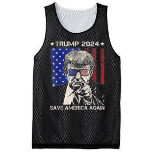 Donald Trump 2024 Save America Again American Flag Mesh Reversible Basketball Jersey Tank