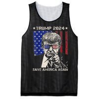 Donald Trump 2024 Save America Again American Flag Mesh Reversible Basketball Jersey Tank