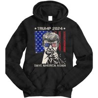 Donald Trump 2024 Save America Again American Flag Tie Dye Hoodie