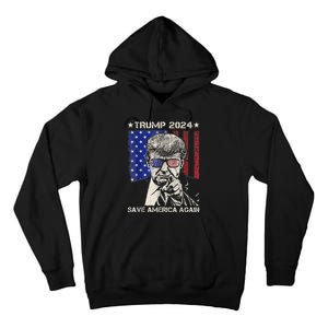 Donald Trump 2024 Save America Again American Flag Tall Hoodie