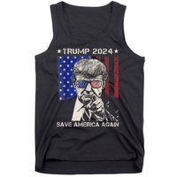 Donald Trump 2024 Save America Again American Flag Tank Top