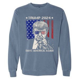 Donald Trump 2024 Save America Again American Flag Garment-Dyed Sweatshirt