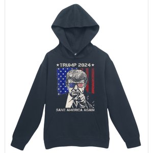 Donald Trump 2024 Save America Again American Flag Urban Pullover Hoodie