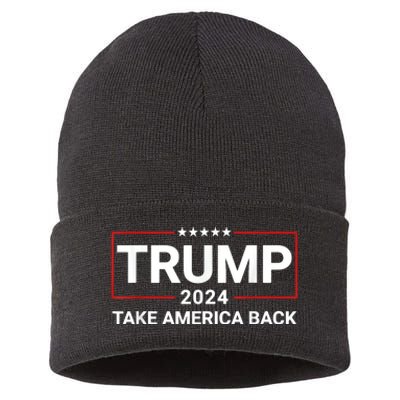 Donald Trump 2024 Take America Back Election The Return Sustainable Knit Beanie