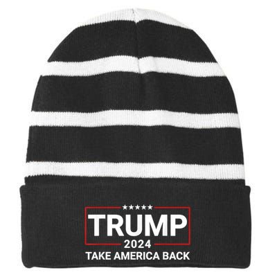 Donald Trump 2024 Take America Back Election The Return Striped Beanie with Solid Band