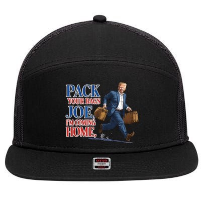 Donald Trump 2024 Sarcastic Patriotic Political Humor Great Gift 7 Panel Mesh Trucker Snapback Hat