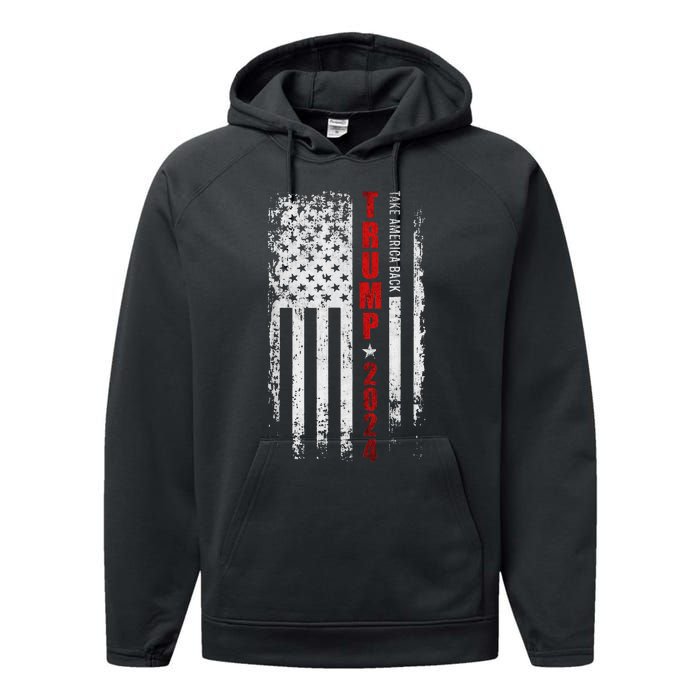 Donald Trump 2024: Patriotic Take America Back With Flag Performance Fleece Hoodie