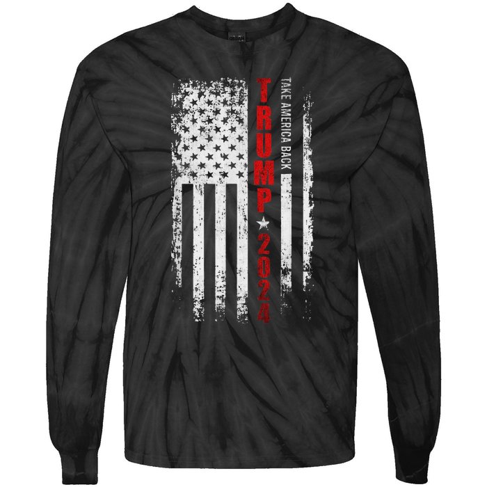 Donald Trump 2024: Patriotic Take America Back With Flag Tie-Dye Long Sleeve Shirt