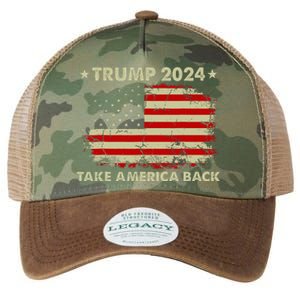 Donald Trump 2024 Take America Back American Flag Patriotic Legacy Tie Dye Trucker Hat