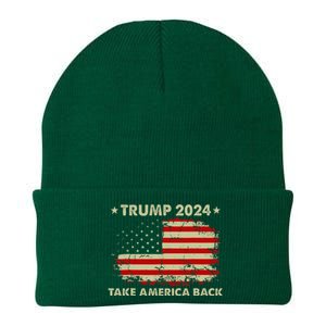 Donald Trump 2024 Take America Back American Flag Patriotic Knit Cap Winter Beanie