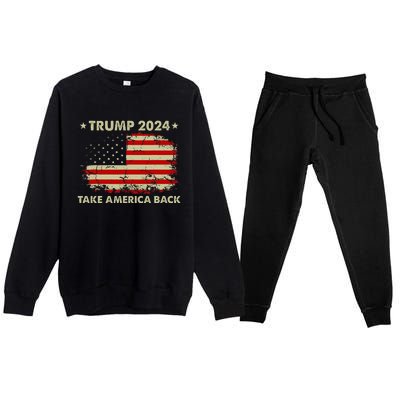 Donald Trump 2024 Take America Back American Flag Patriotic Premium Crewneck Sweatsuit Set