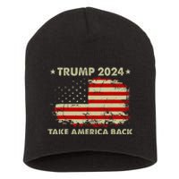 Donald Trump 2024 Take America Back American Flag Patriotic Short Acrylic Beanie