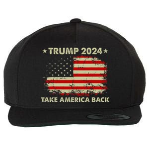 Donald Trump 2024 Take America Back American Flag Patriotic Wool Snapback Cap