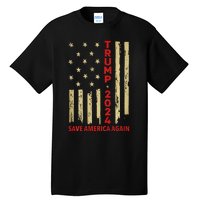 Donald Trump 2024: Save America Again With Flag Tall T-Shirt