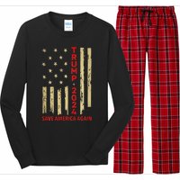 Donald Trump 2024: Save America Again With Flag Long Sleeve Pajama Set