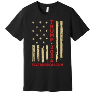 Donald Trump 2024: Save America Again With Flag Premium T-Shirt