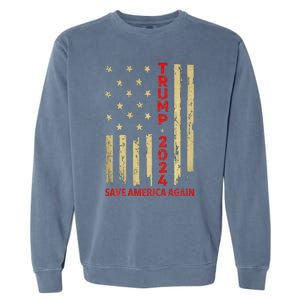 Donald Trump 2024: Save America Again With Flag Garment-Dyed Sweatshirt