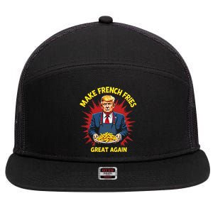 Donald Trump 2024 French Fry Make French Fries Great Again 7 Panel Mesh Trucker Snapback Hat