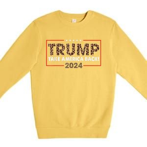 Donald Trump 2024 Take America Back Leopard Print Gift Women Premium Crewneck Sweatshirt