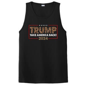 Donald Trump 2024 Take America Back Leopard Print Gift Women PosiCharge Competitor Tank