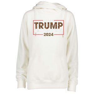 Donald Trump 2024 Take America Back Leopard Print Gift Women Womens Funnel Neck Pullover Hood