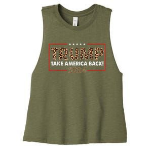 Donald Trump 2024 Take America Back Leopard Print Gift Women Women's Racerback Cropped Tank