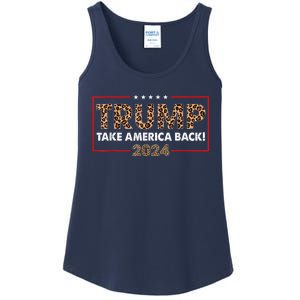 Donald Trump 2024 Take America Back Leopard Print Gift Women Ladies Essential Tank