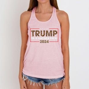 Donald Trump 2024 Take America Back Leopard Print Gift Women Women's Knotted Racerback Tank