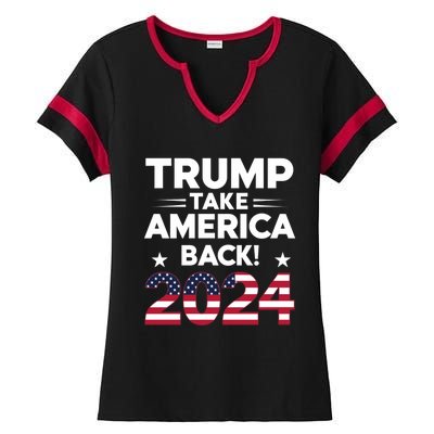 Donald Trump 2024 Take America Back The Return Gift Ladies Halftime Notch Neck Tee