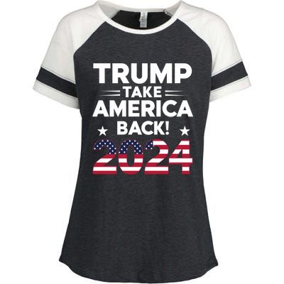 Donald Trump 2024 Take America Back The Return Gift Enza Ladies Jersey Colorblock Tee